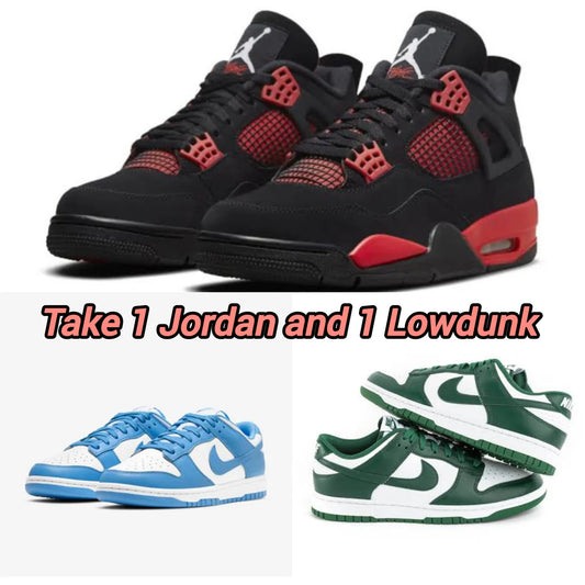 Black Red Jordan + Low Dunk Blue Green