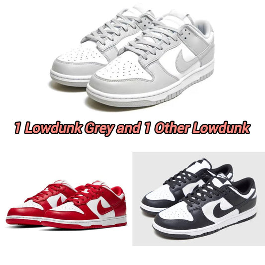 Low Dunk Grey + Low Dunk Red/Black