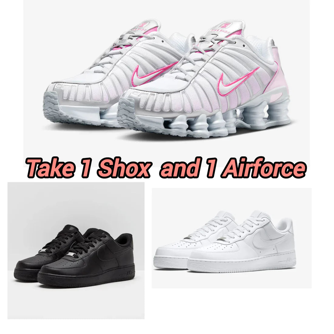 Shox Pink White + Airforce